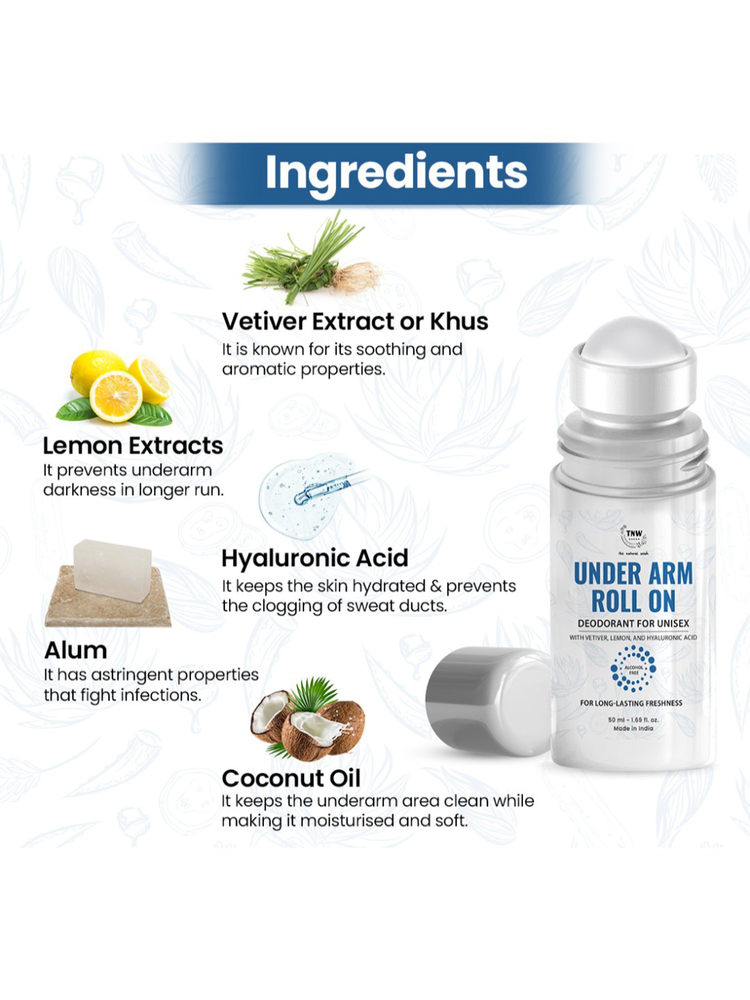 TNW-The Natural Wash Under Arm Roll On Deodorant - 50 ml