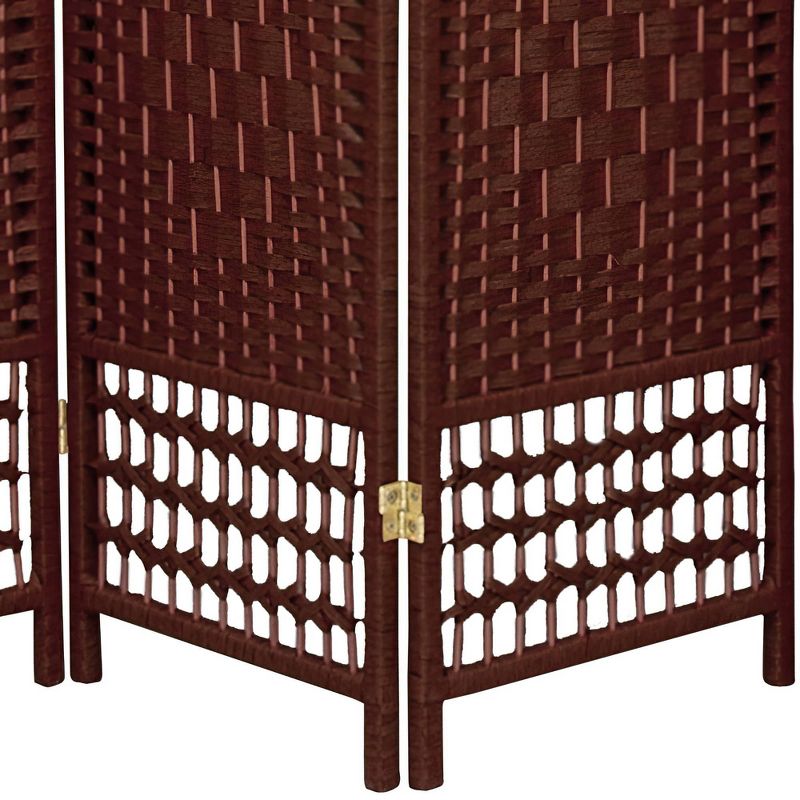 5 1/2 ft. Tall Fiber Weave Room Divider - Dark Red (5 Panel)