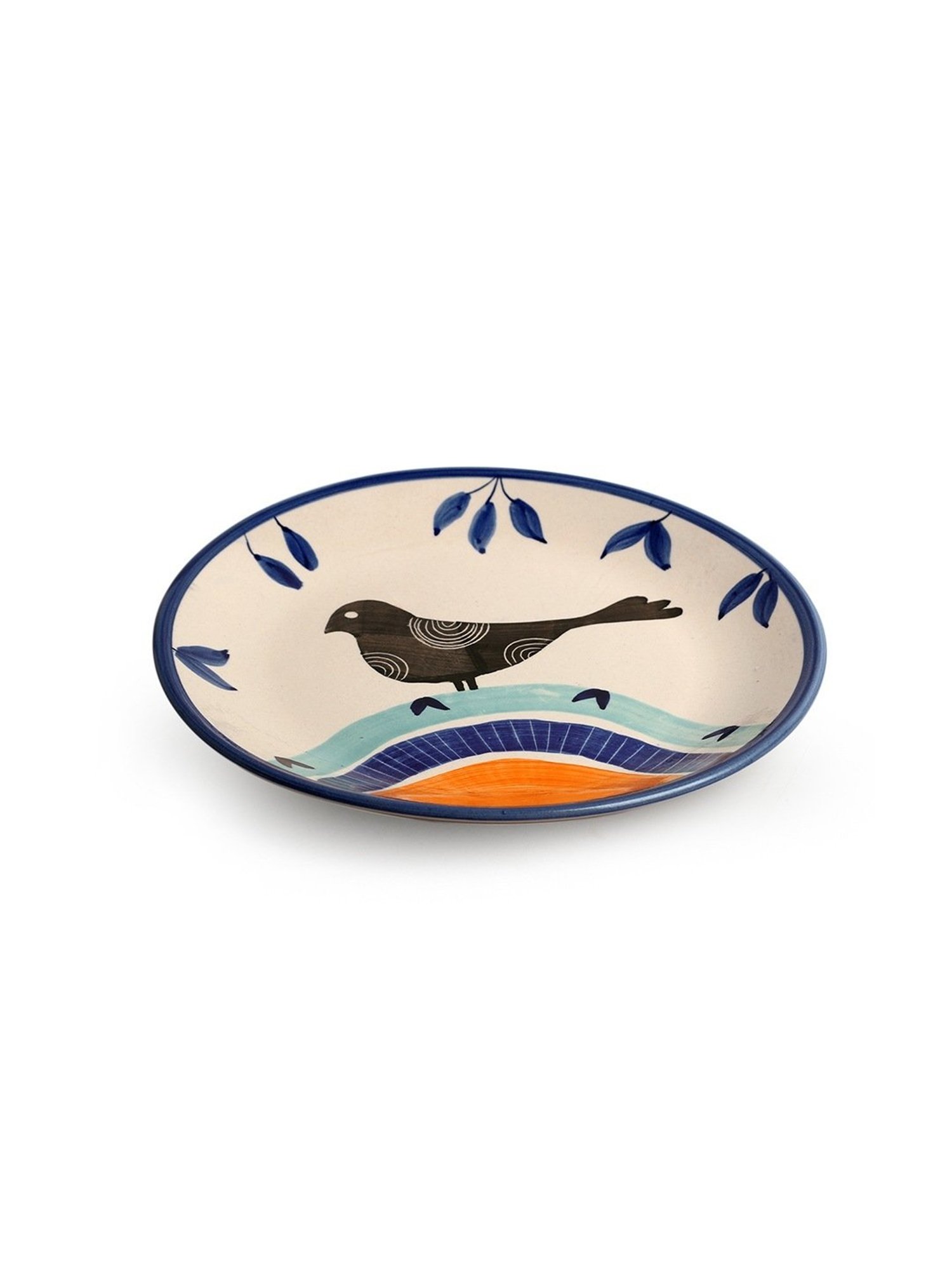 ExclusiveLane Sparrow Hand-painted Multicolor Ceramic Wall Plate