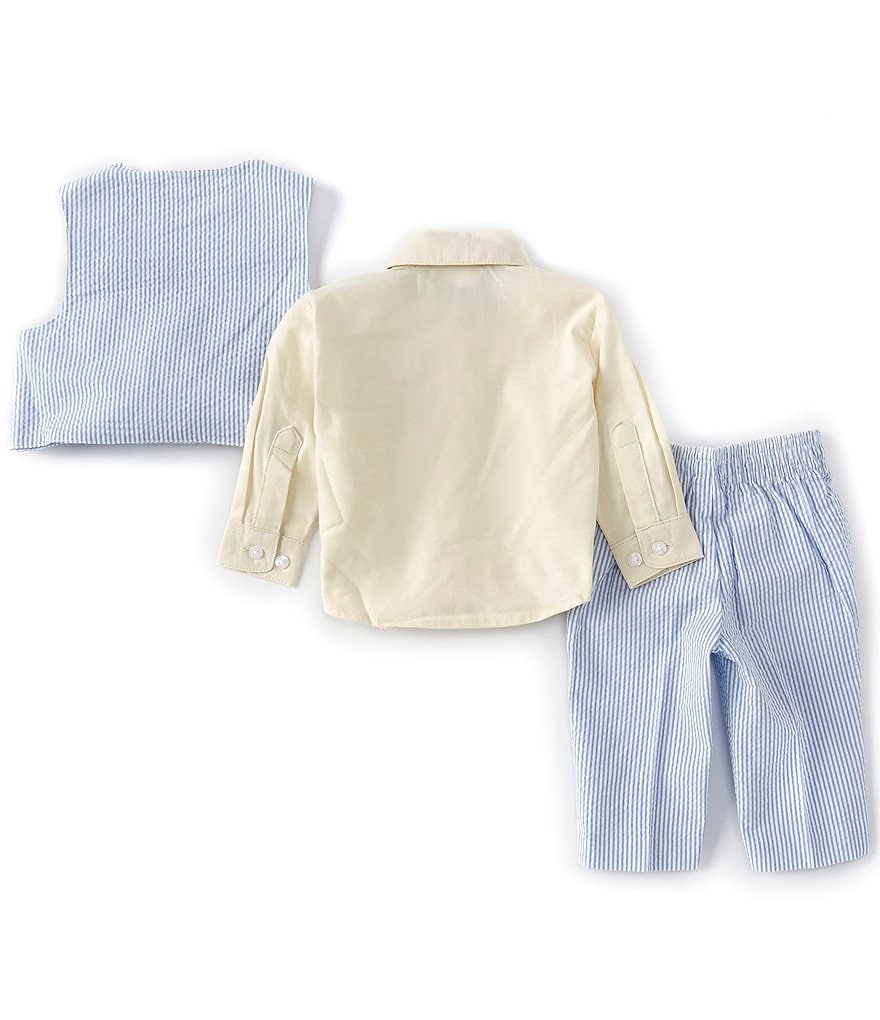 Edgehill Collection Baby Boys Newborn-9 Months Shirt & Cross Shortall Christening Set