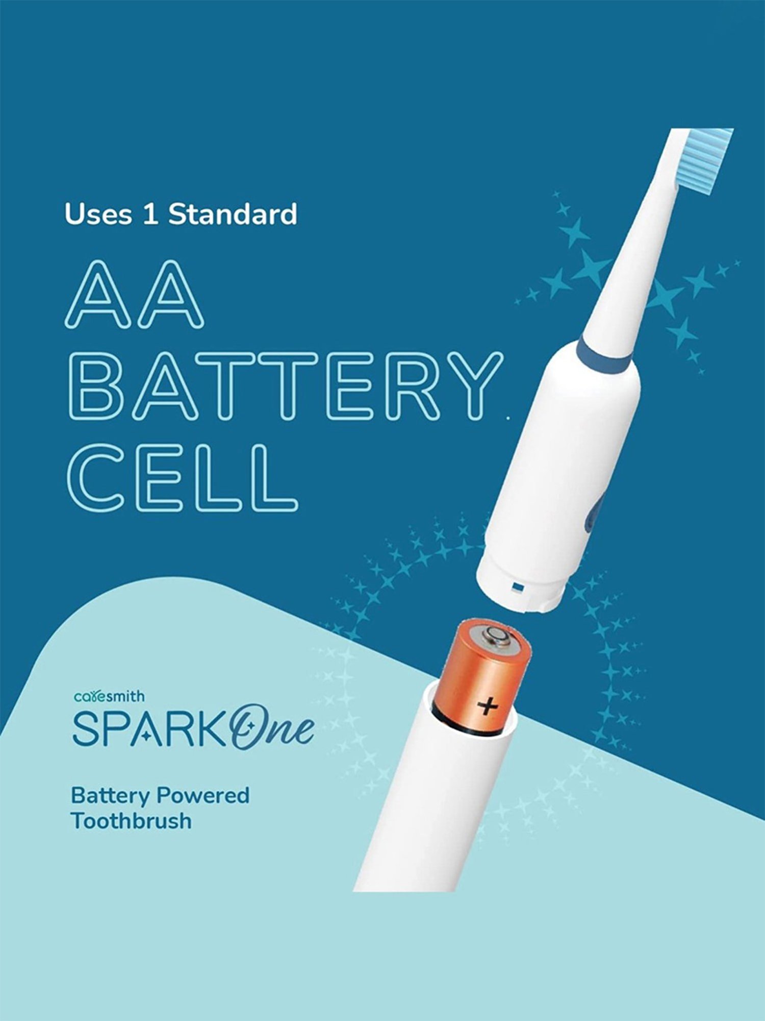 Caresmith SPARK One Electric Battery Toothbrush for Adult, 30000 Strokes per Minute (White)
