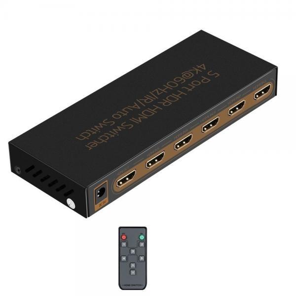 HDMI 2.0 Switch 5x1 Awakelion Premium Quality 4K x 2K/60Hz HDMI Switcher with IR Remote, Support HDR,HDMI 2.0, HDCP 2.2 ,Full HD/3D,1080P,DTS/Dolby (5 In 1 Out)