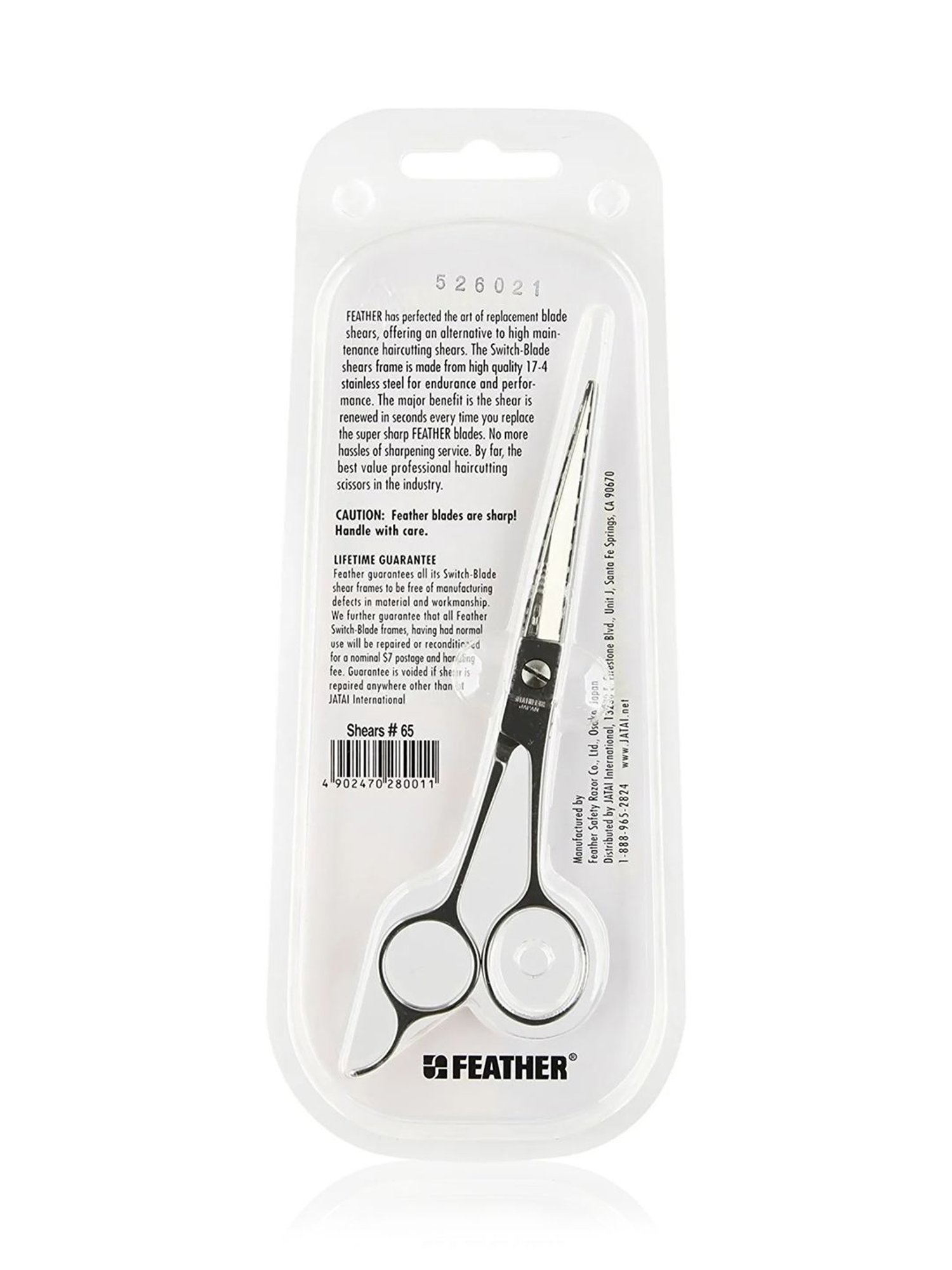 Feather Switch Blade Hair Cutting Professional Scissors 6.5