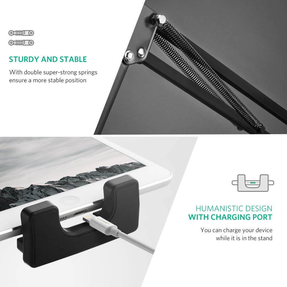 Jansicotek iPad Holder, Tablet Stand, 360-Degree Swivel, Adjustable Long Arm, Bed, Desk, Kitchen, Office Holder Mount, Compatible with iPad, iPhone, Kindle Fire, Nintendo Switch and More