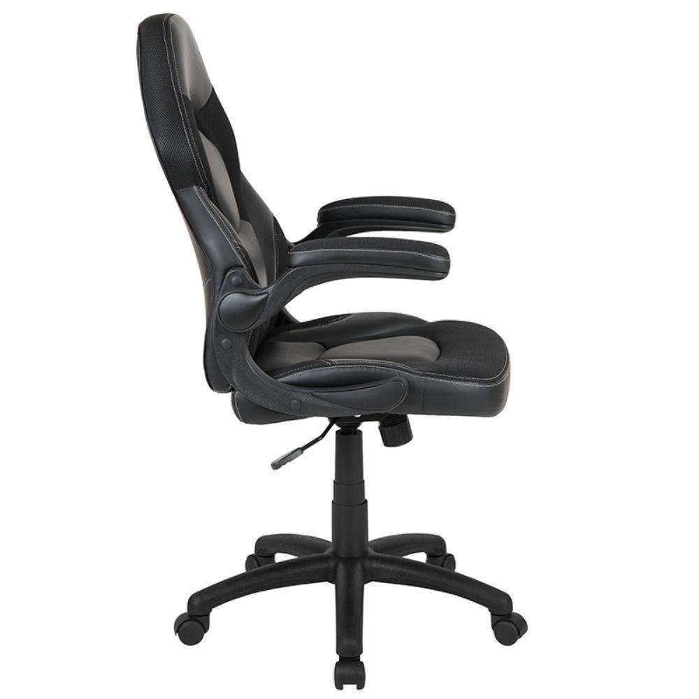 Flash Furniture X10 Gaming Chair Racing Office Adjustable Swivel Chair with Flip-up Arms - Black LeatherSoft