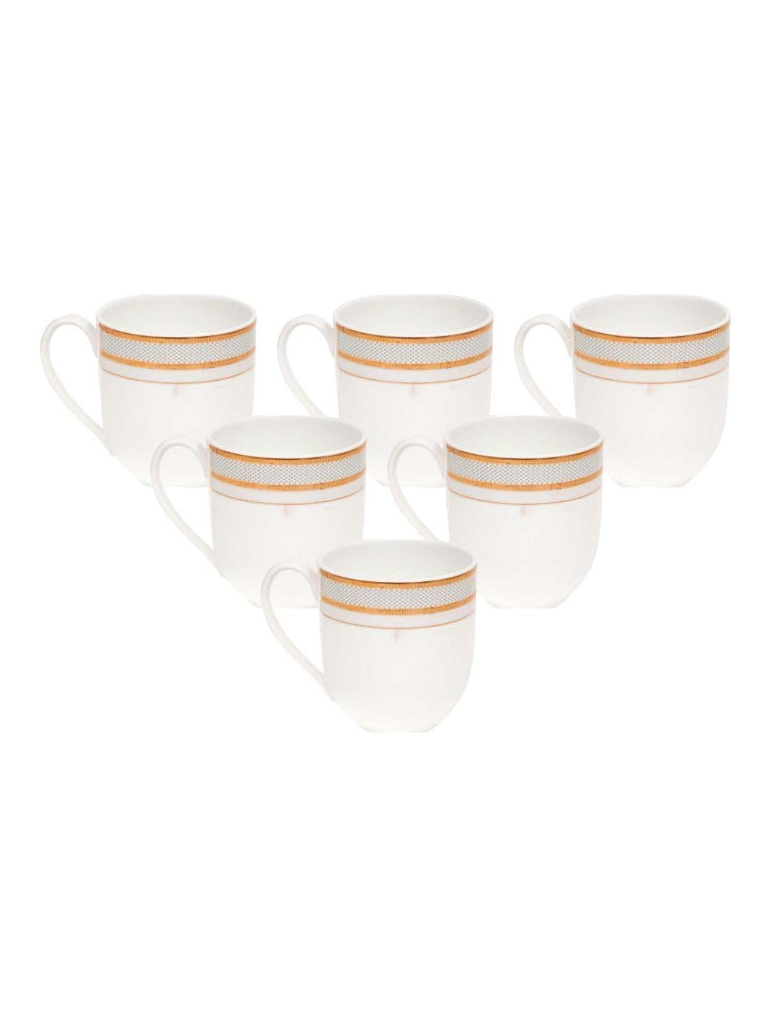 JCPL White & Red Ceramic Coffee Mug (0.18 L) - Set of 6