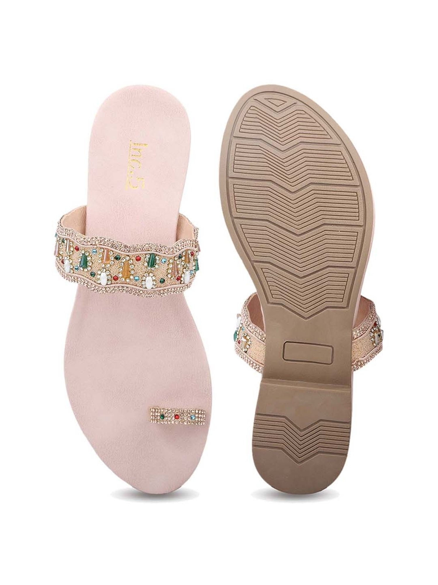 Inc.5 Women's Rose Gold Toe Ring Sandals