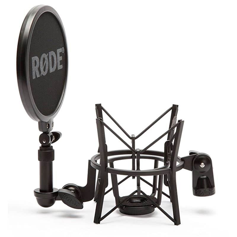 SM6 Microphone Shock Mount with Integrated Pop Shield,Black