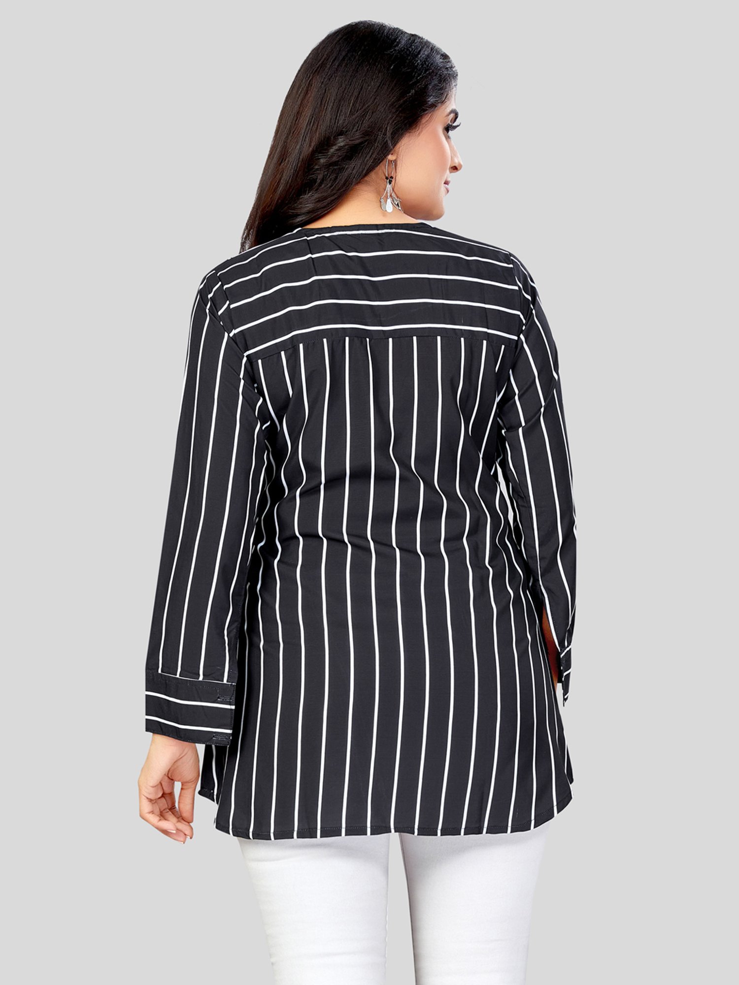 Saree Swarg Black Striped Short Kurti