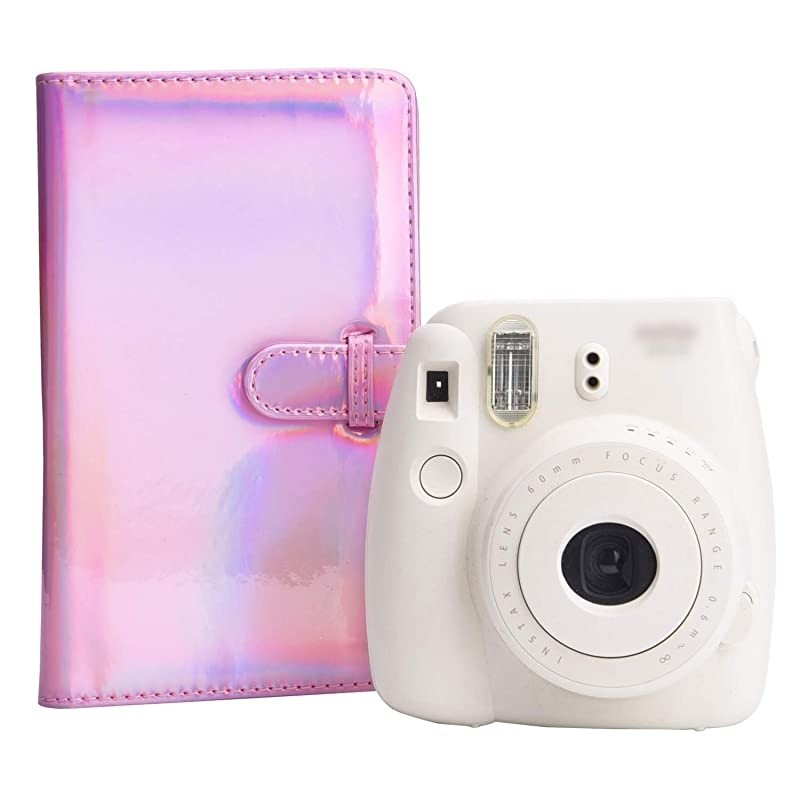 Instax Mini 9 Instant Film Camera + 20 Sheets of Instant Film + Lens Cleaning Cloth + Close-Up Selfie Lens + Wrist Strap | Batteries Included - Pink