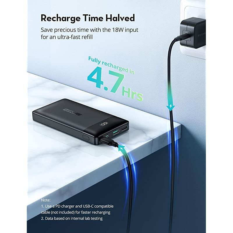 Portable Charger 15000mAh PD3.0 Power Bank QC 3.0, 18W High-Speed Ultra Compact USB C Battery Pack Tri-Input and Tri-Output Compatible iPhone 8/11/12/XS/XR/XS, iPad, Samsung Galaxy and More