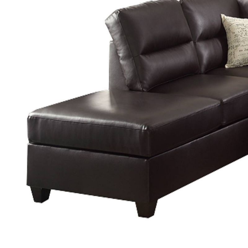 3pc Bonded Leather Upholstered Wooden Sectional Set Brown - Benzara