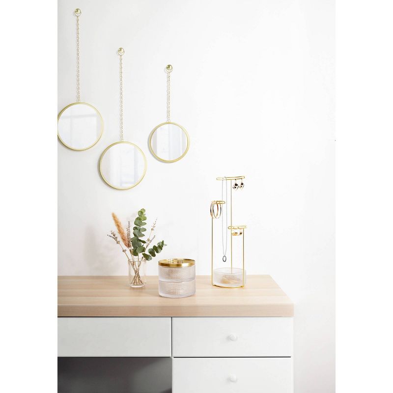 Set of 3 Dima Round Decorative Wall Mirrors Brass - Umbra