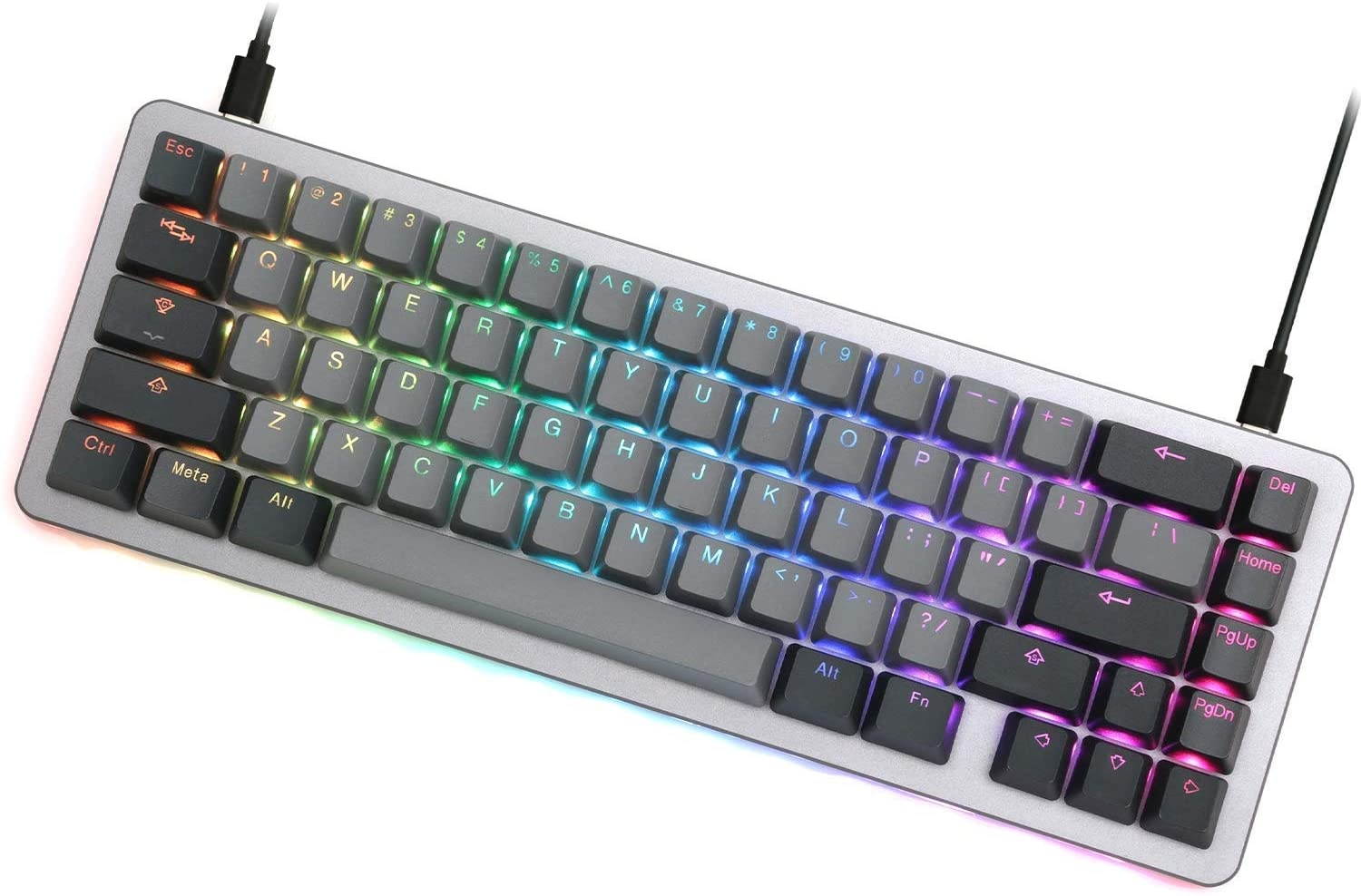 Drop ALT Mechanical Keyboard &mdash; 65% (67 Key) Gaming Keyboard, Hot-Swap Switches, Programmable Macros, RGB LED Backlighting, USB-C, Doubleshot PBT, Aluminum Frame (Cherry MX Brown RGB, Gray)
