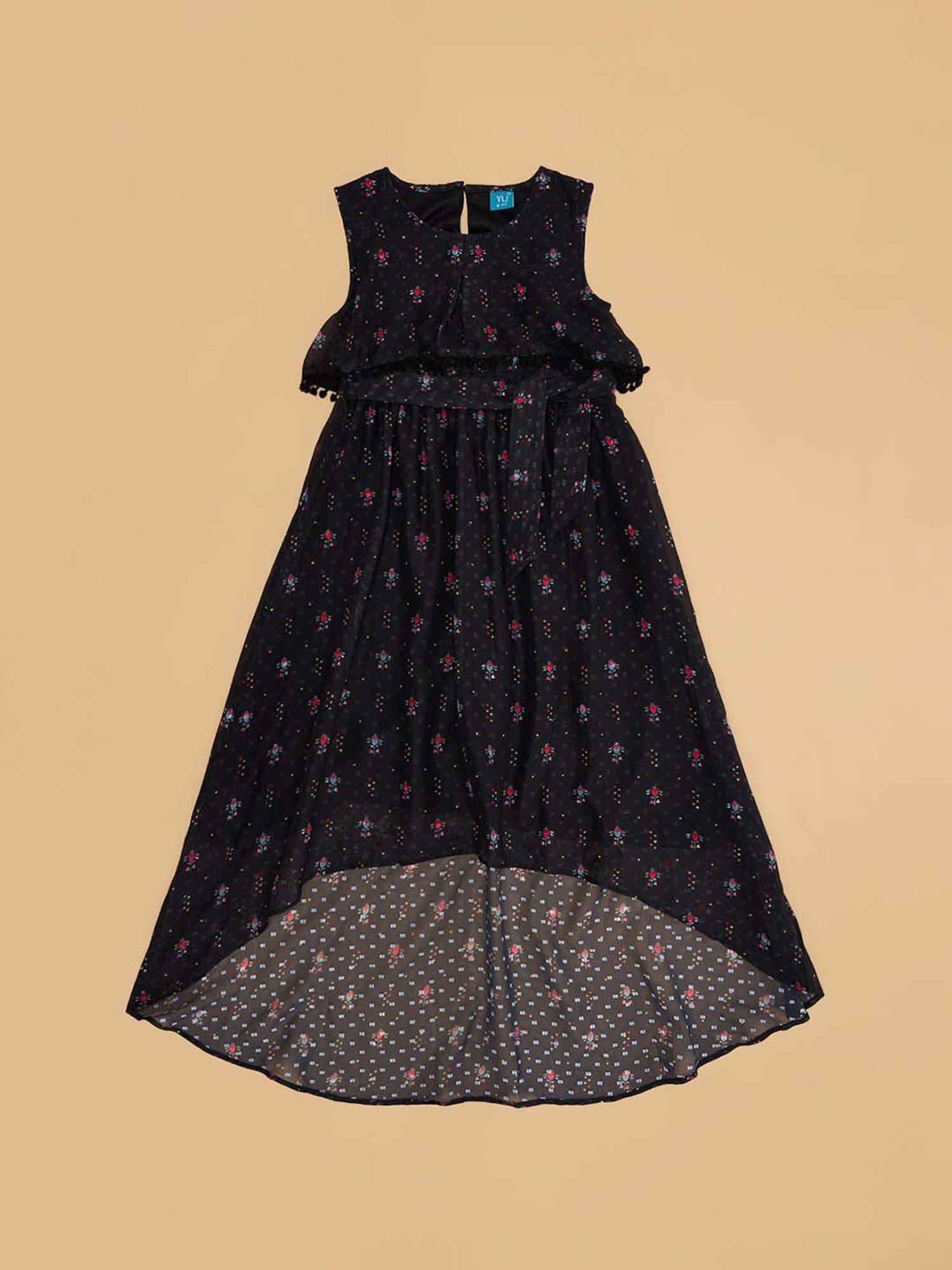 YU by Pantaloons Kids Black Floral Print Dress