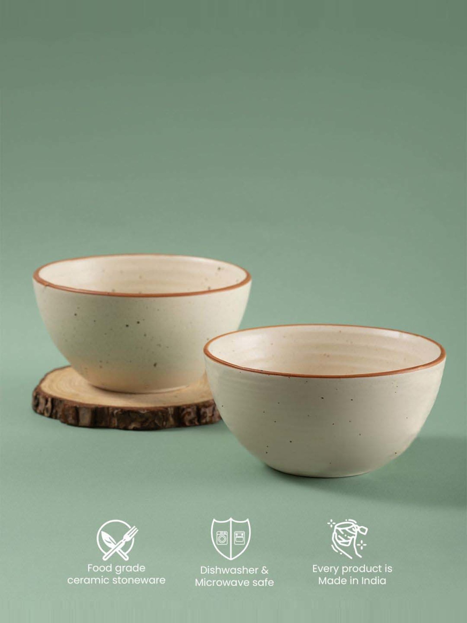 BlackCarrot Black & White Ceramic Dip Bowls Set of 2