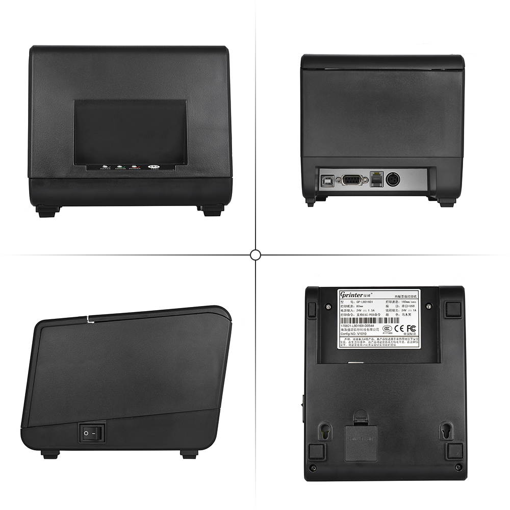 Gprinter GP-L80160I Thermal Receipt Printer Barcode Label Graphic Printer with Cutter 160mm/s 80mm Printing Width for Reastaurant Kitchen USB POS Computer