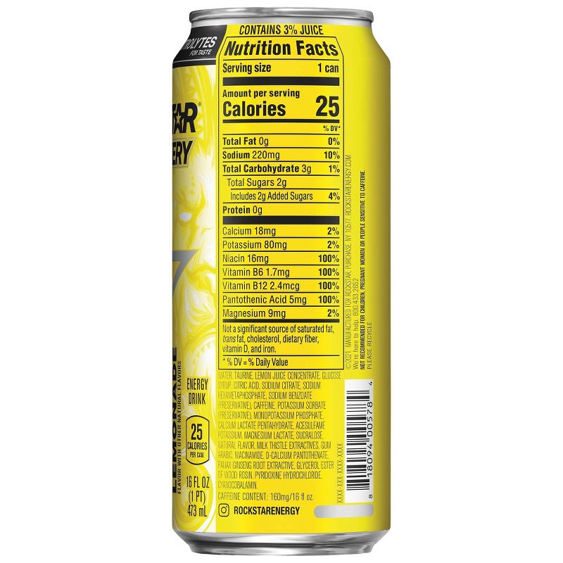 Rockstar Recovery Lemonade Energy Drink - 16 fl oz Can