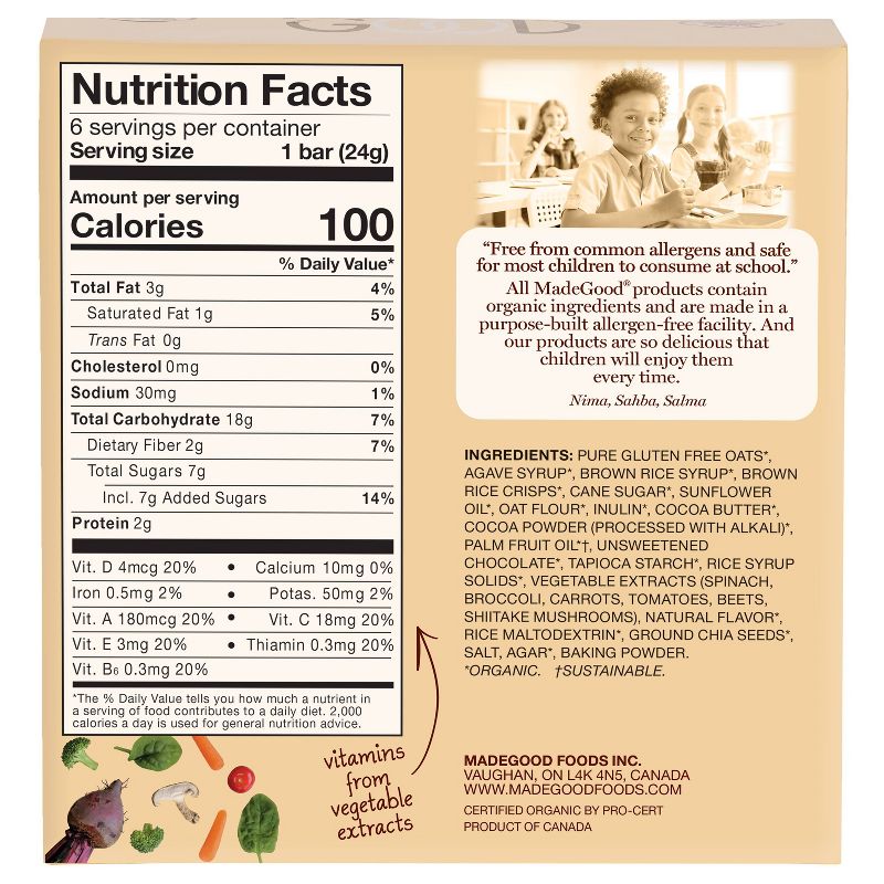 MadeGood Cookies & Creme Granola Bar - 5.1oz/6ct