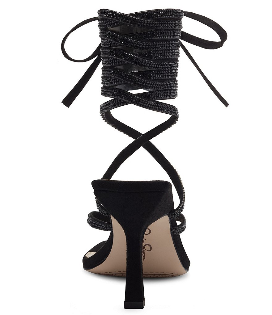 Jessica Simpson Kelsa2 Rhinestone Embellished Ankle Wrap Lace-Up Thong Dress Sandals
