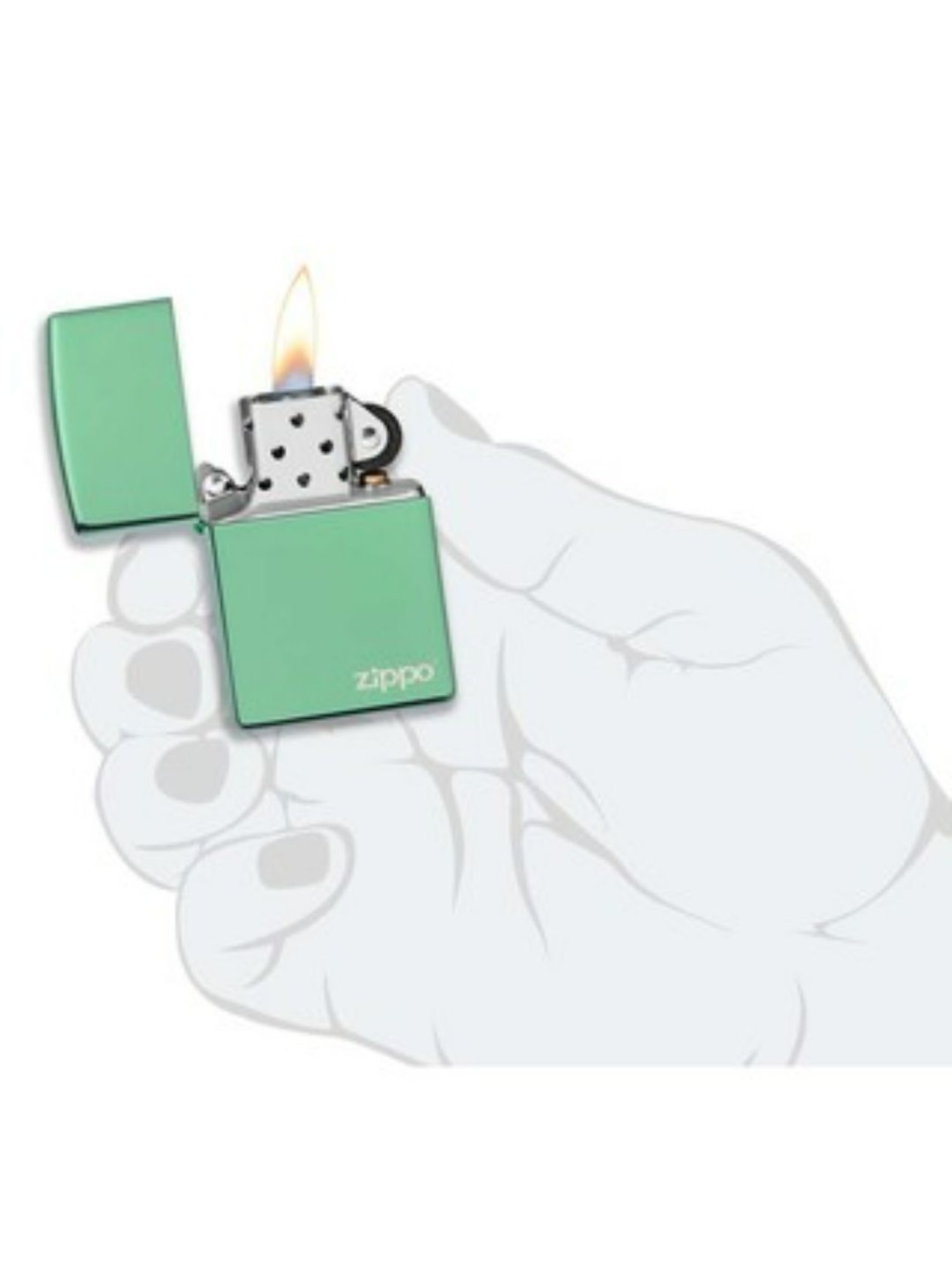 Zippo Green Classic Logo Brass Windproof Pocket Lighter