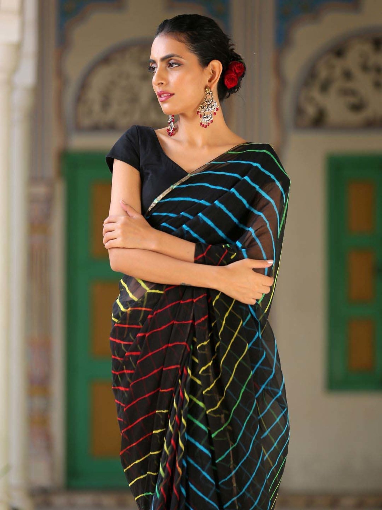 Swtantra Black Cotton Plain Readymade Blouse