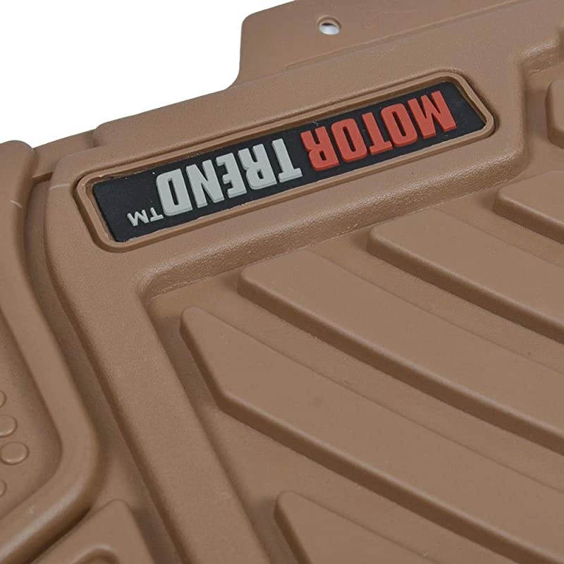 FlexTough Performance All Weather Rubber Car Floor Mats &ndash; 3 Piece Odorless Floor Mats for Cars Truck SUV, BPA-Free Automotive Floor Mats, Heavy-Duty Waterproof Liners (Beige)