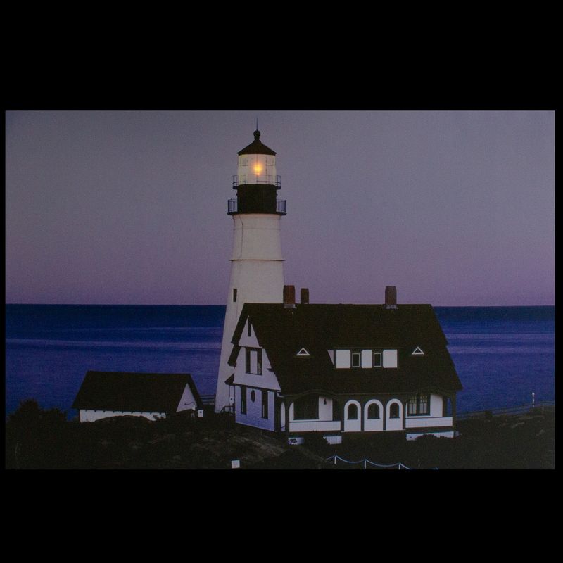 Northlight LED Lighted Dusk Lighthouse Seaside Scene Canvas Wall Art 15.75" x 23.75"