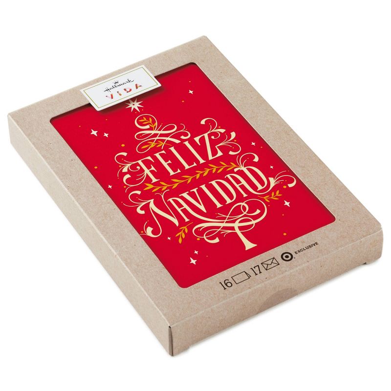 16ct Hallmark Vida Feliz Navidad Tree Boxed Cards