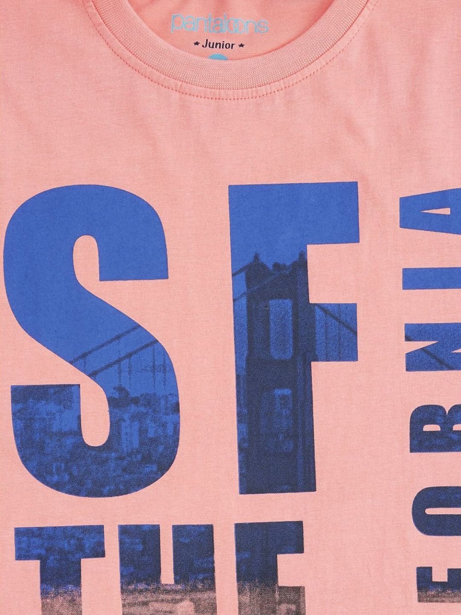 Pantaloons Junior Boys Pink Cotton Printed T-Shirt