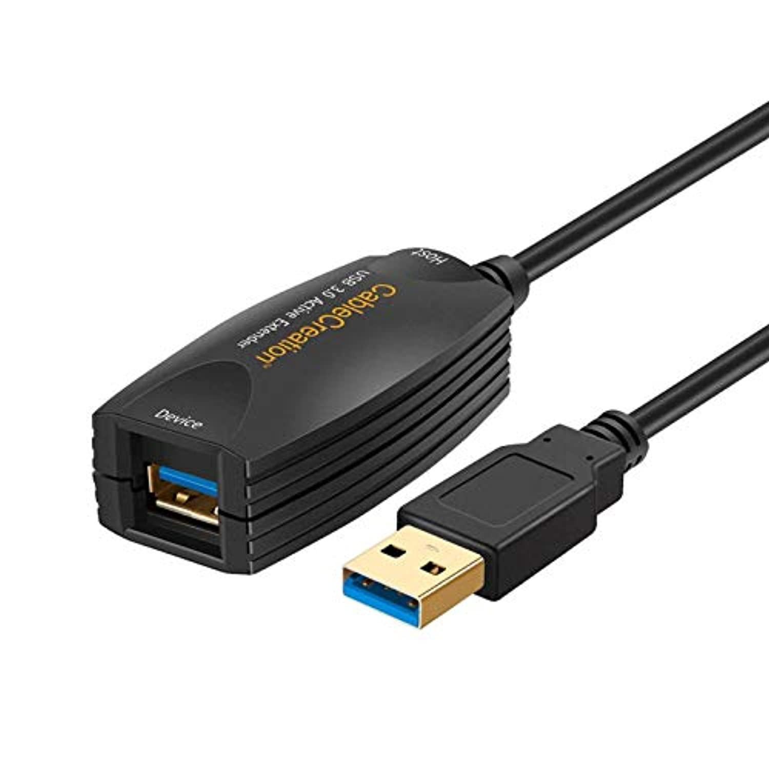 CableCreation Gold (Long 16FT) Super Speed USB 3.0 Active Extension Cable, USB 3.0 Extender USB A-Male to A-Female Cable for Oculus Rift, 5Meter/16ft, Black