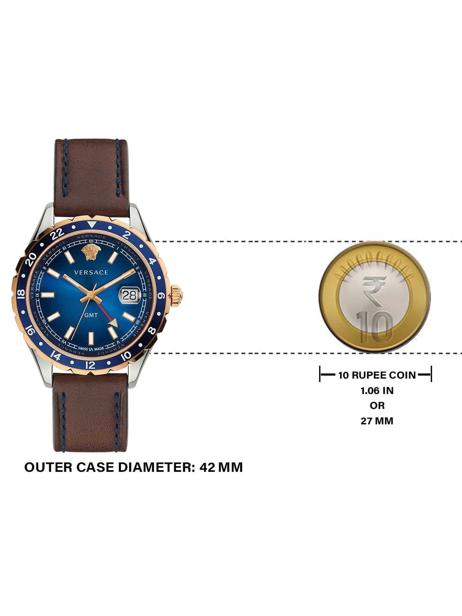 Versace Hellenyium GMT Men Blue Round Dial Analog Watch - V11080017