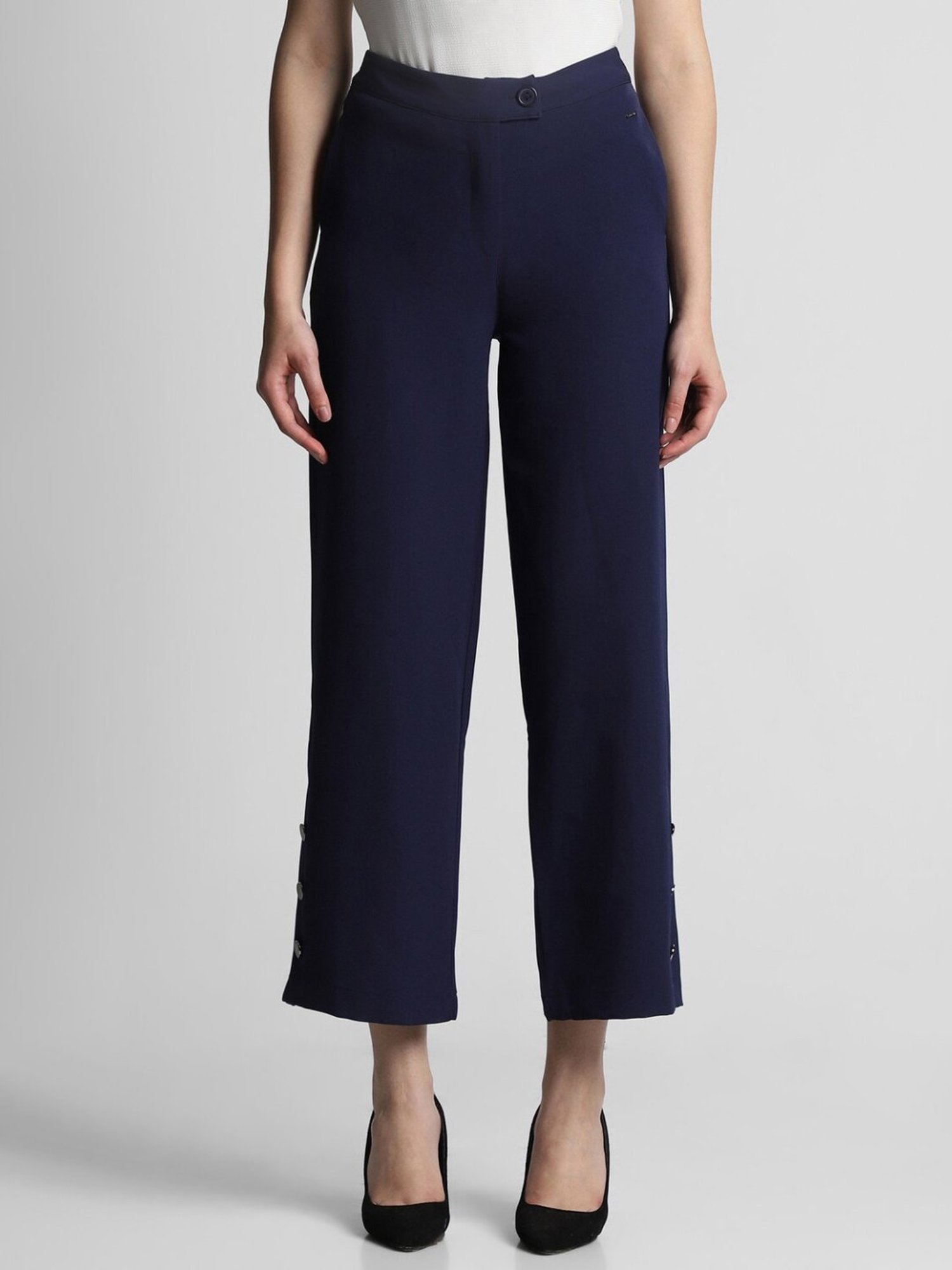 Allen Solly Navy Regular Fit Formal Pants