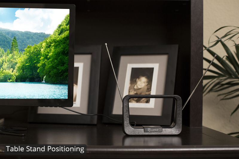 Antop Ring AT-210  Indoor TV Antenna - 35 Mile - Multi-directional Reception - Hairline Black - 6ft Cable -  4K UHD Ready