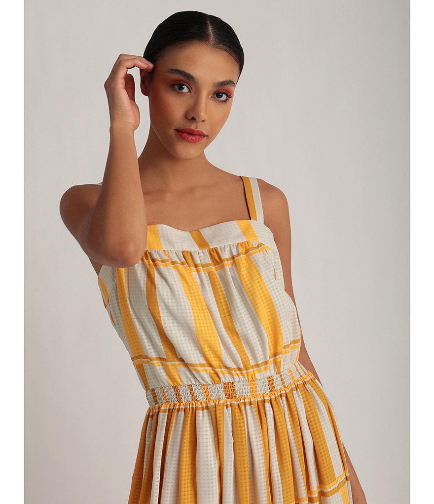 Donna Morgan Stripe Blouson Tiered Sleeveless Maxi Dress