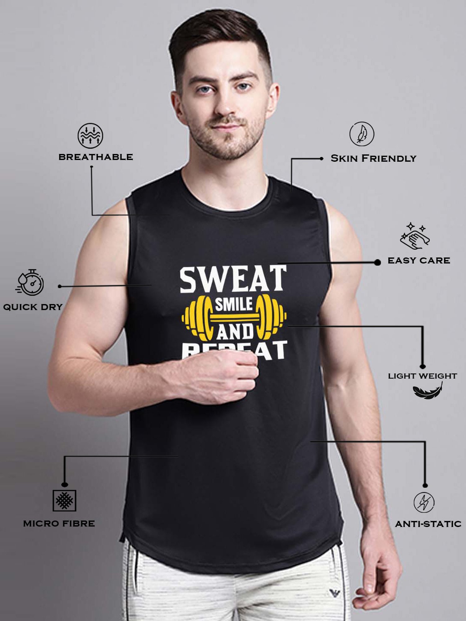Friskers Black Regular Fit Graphic Sports T-Shirt