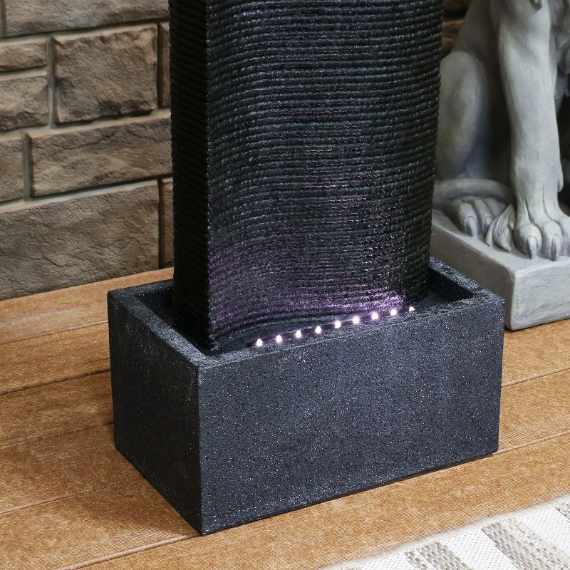 Sunnydaze 31"H Electric Polyresin Rippling Tower Column Outdoor Water Fountain with Lights