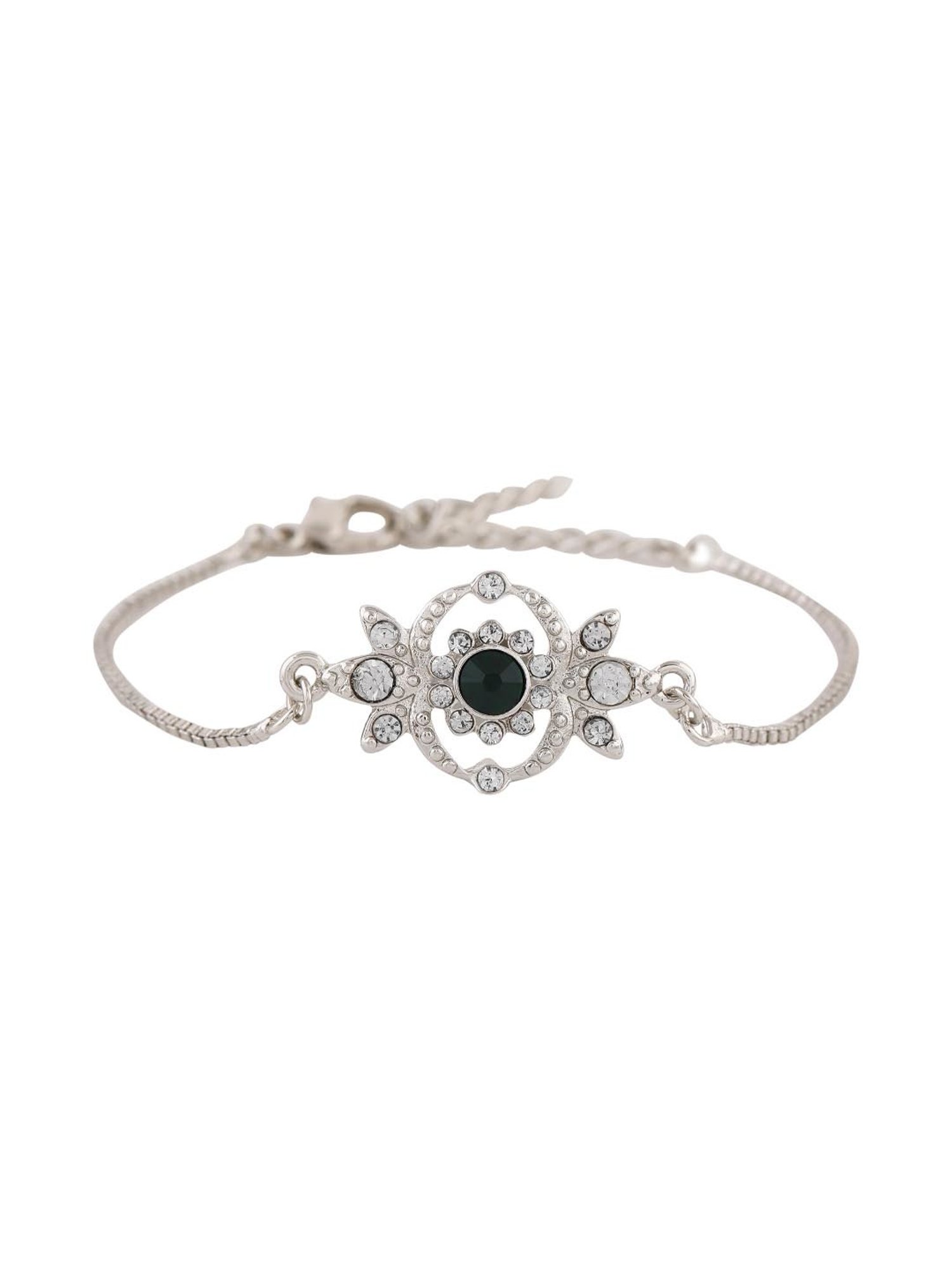 Estele Rhodium-Plated Bracelet with White Crystals for Women