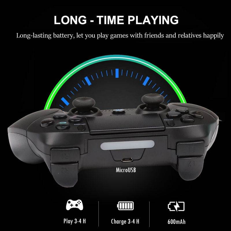 PrtJoy Wireless Bluetooth Controller For Ps4/Pro/Slim Game Controller Dual Vibration Gamepad Controller Remote Joystick Built-in Speaker/Gyro/Touch Panel/Stereo Headphone Jack/Functional LED Indicator