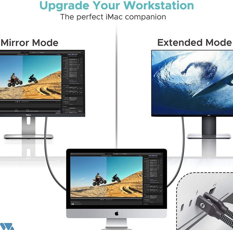 FVH Thunderbolt 2 Port Male to Male Video Data Cable for MacBook & SSD & Displays TB-004-WH