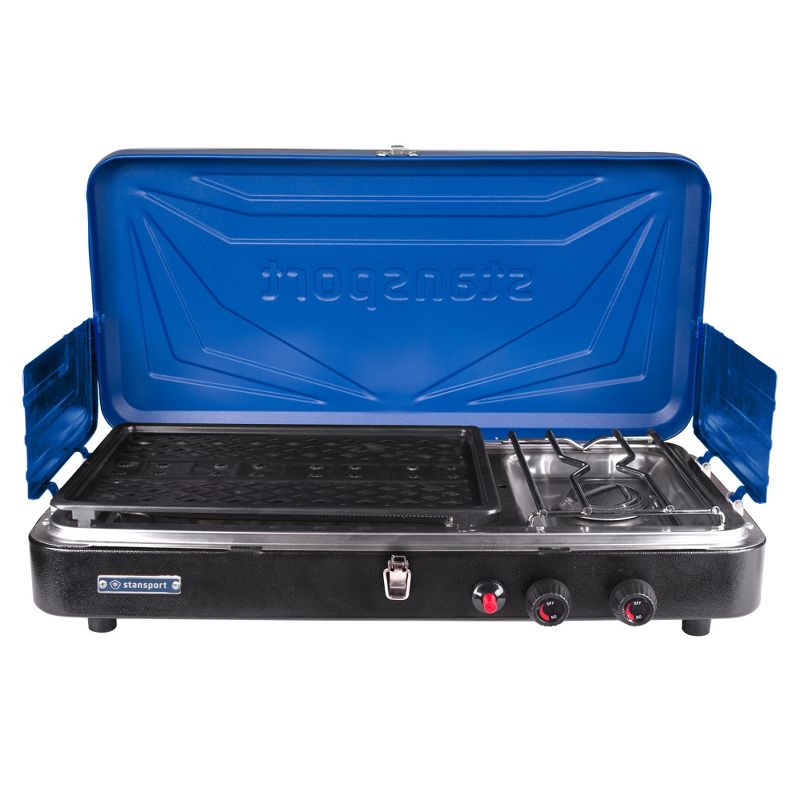 Stansport Propane Stove and Grill Combo Piezo Ignition Blue