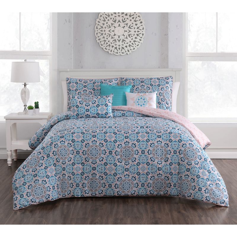 King 6pc Brinley Comforter Set Teal - Aurora Stone