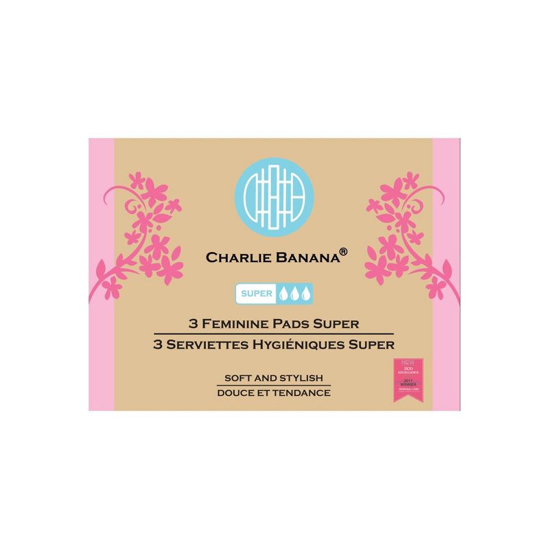 Charlie Banana Feminine Pads Super Absorbency - Diva Ballerina - 3pk