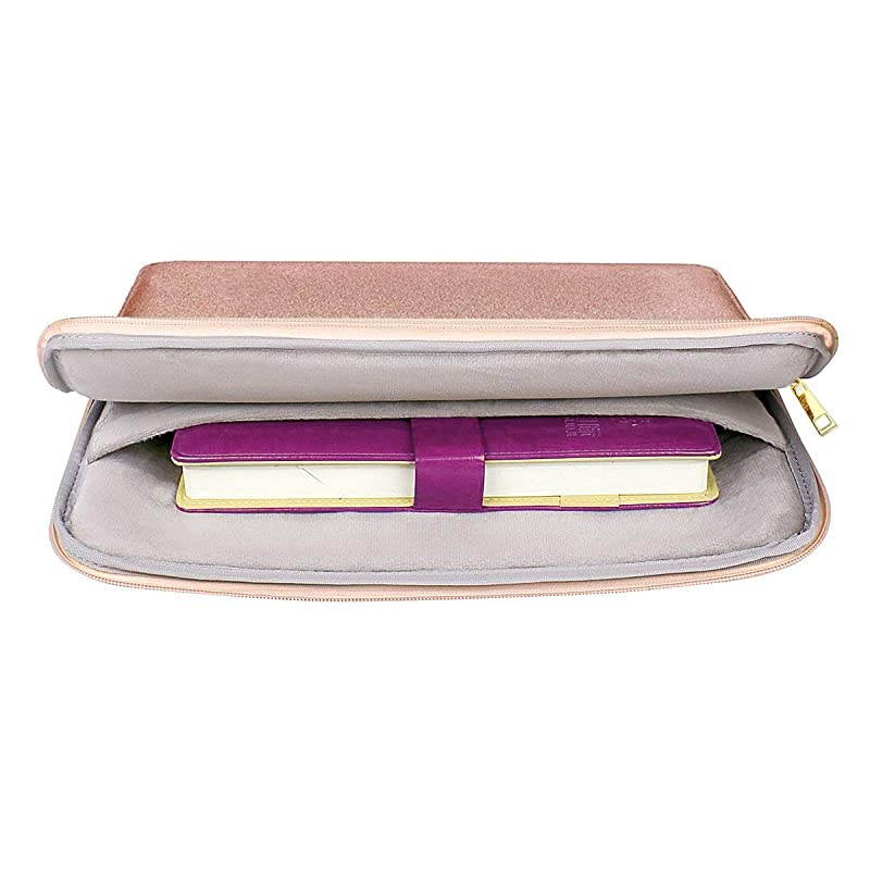 Sleeve Case Bag 13inch- Waterproof Glitter PU Leather Protective Cases Cover Compatible 13.3 Inch MacBook Air Pro Retina /Surface , Rose Gold