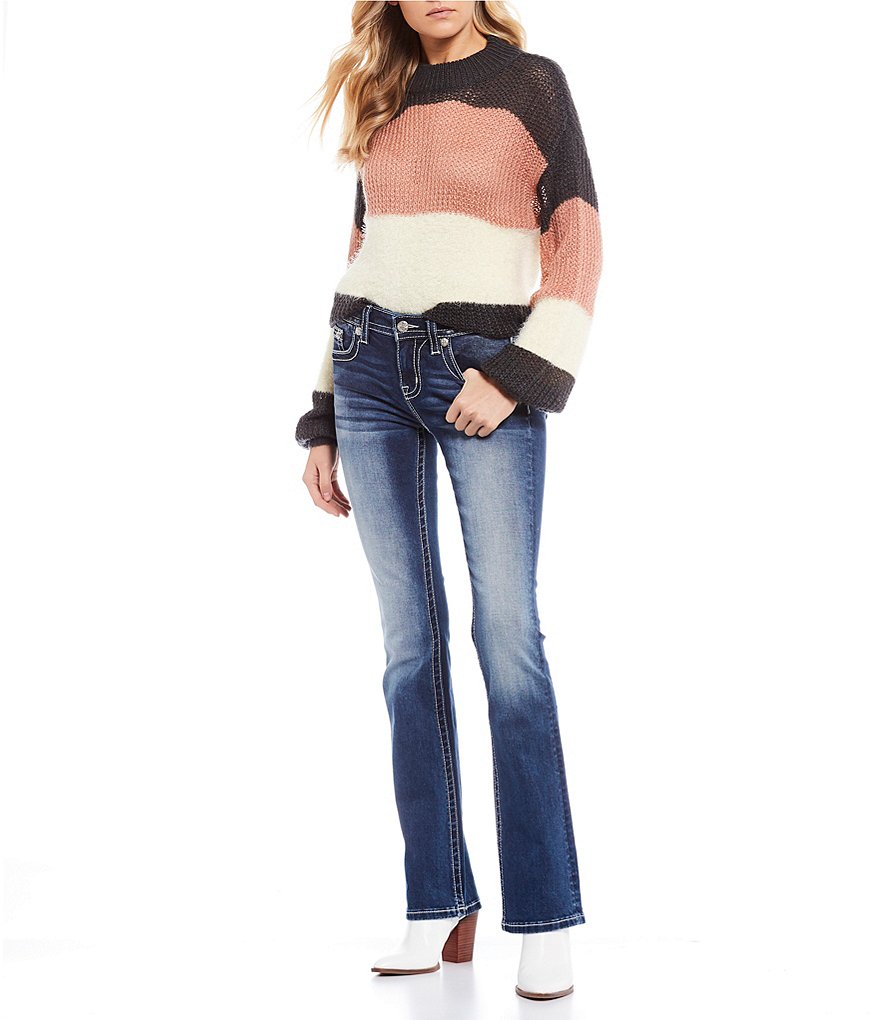 Miss Me Embellished Wing Flap Pocket Bootcut Jeans