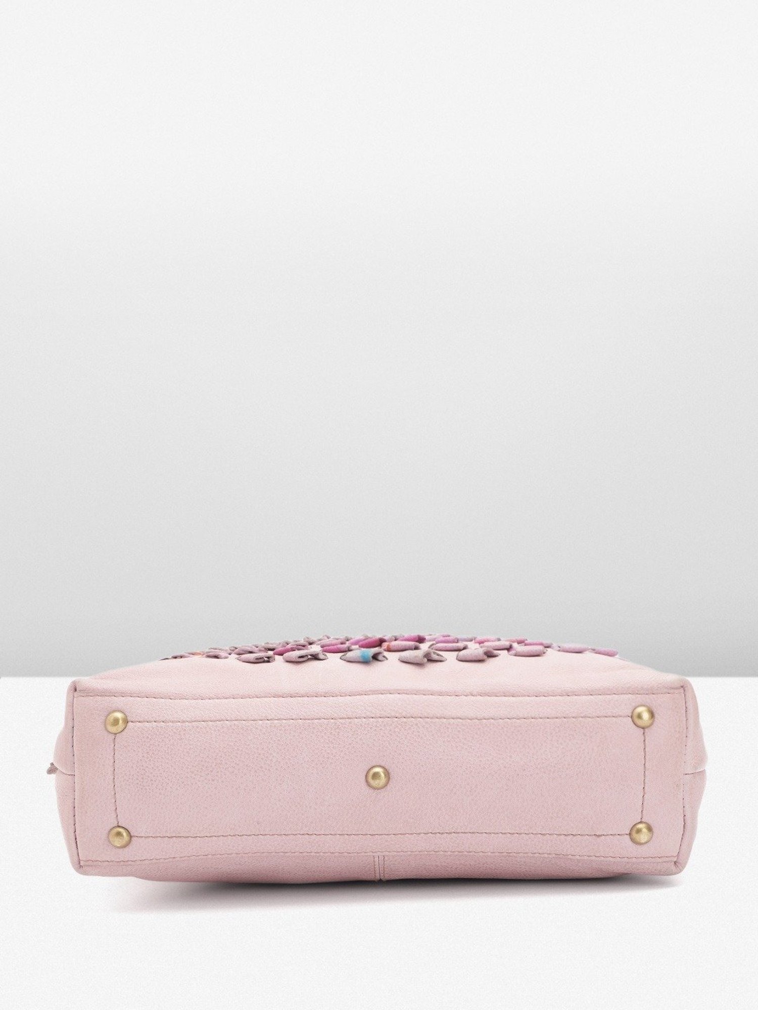 Art N Vintage Glory Rose Pink Leather Textured Large Hobo Handbag