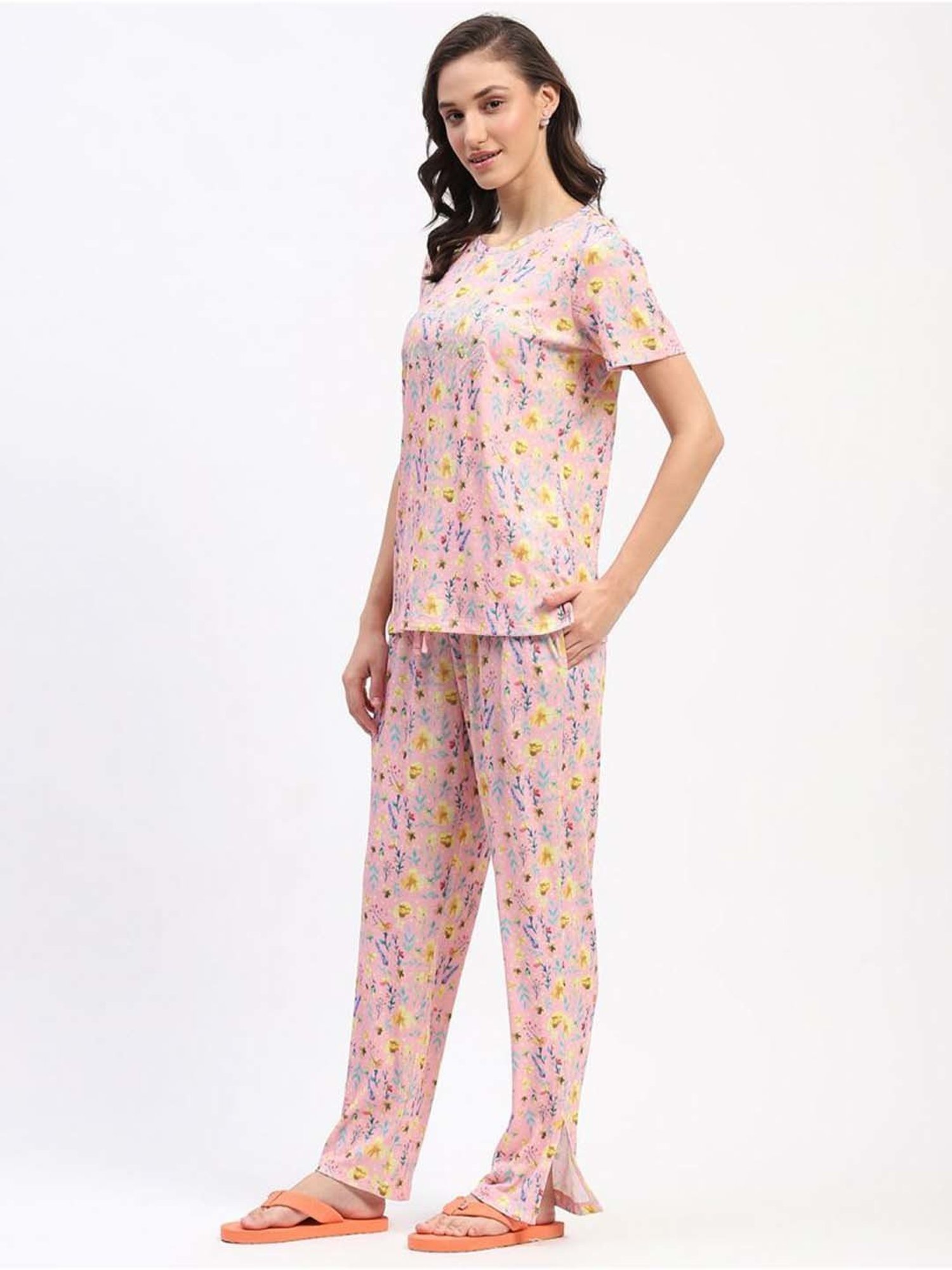 MADAME M Secret Pink Printed T-Shirt Pyjamas Set