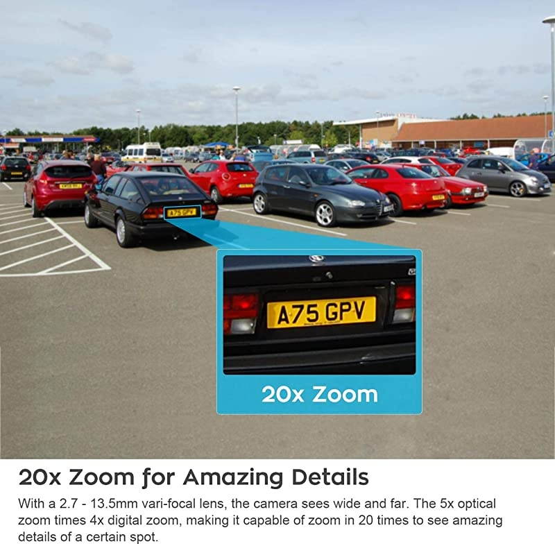 Floodlight PTZ 20x Zoom]  Security Camera Outdoor, 3MP Security Camera Wireless WiFi Camera, PTZ Control, Auto Floodlight, Color Night Vision, Motion Detection MSG and Siren (Standalone CAM),