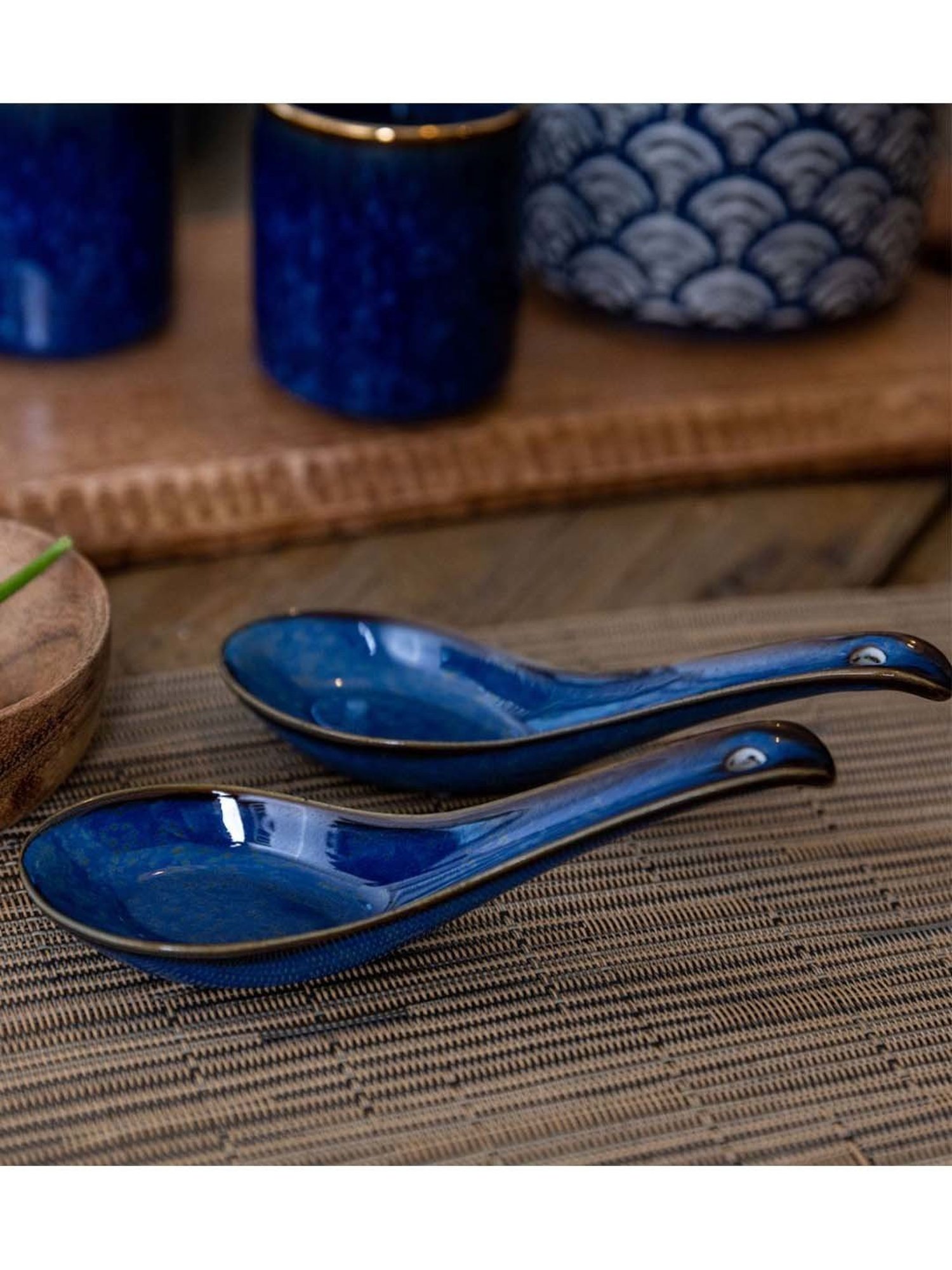 Mikasa Satori Blue Porcelain Rice Spoon