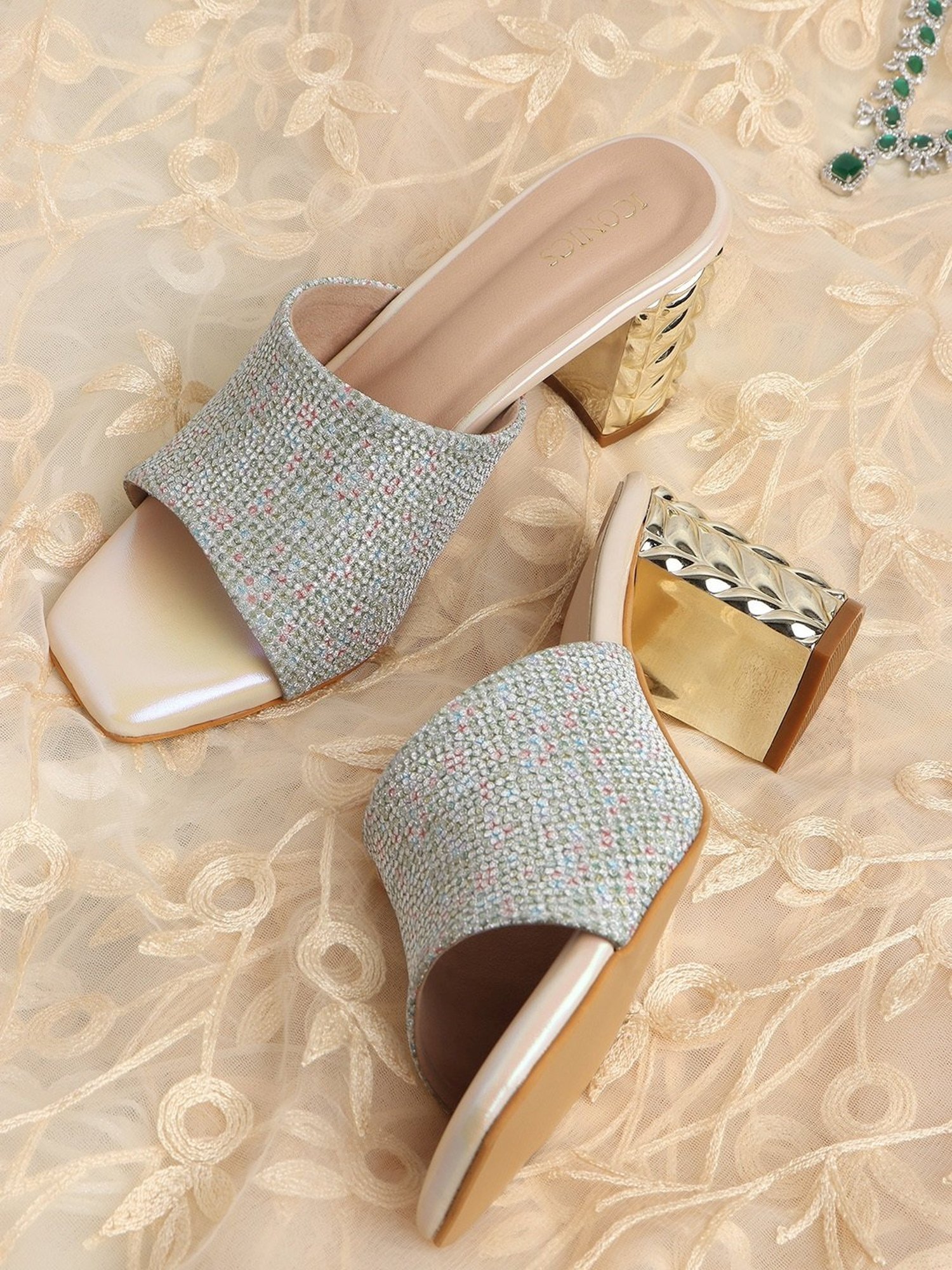 Iconics Women's Gold Casual Sandals